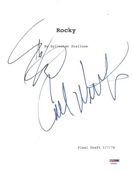 Rocky: Sylvester Stallone & Carl Weathers Dual Signed 8" x 10" Mock Rocky Script (PSA/DNA)