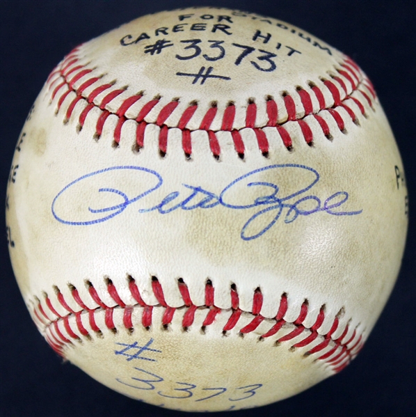 Unique Pete Rose Game Used, Signed & Inscribed ONL Baseball From Career Hit #3373! (BAS/Beckett & MEARS)
