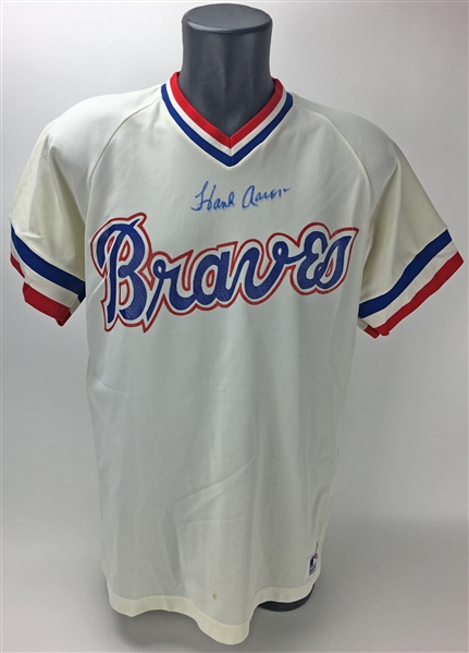 Hank Aaron Signed Vintage Style Atlanta Braves Jersey (JSA)