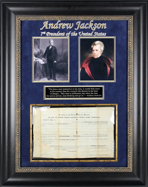 Andrew Jackson Signed 1830 Land Grant Document in Custom Framed Display (PSA/DNA)