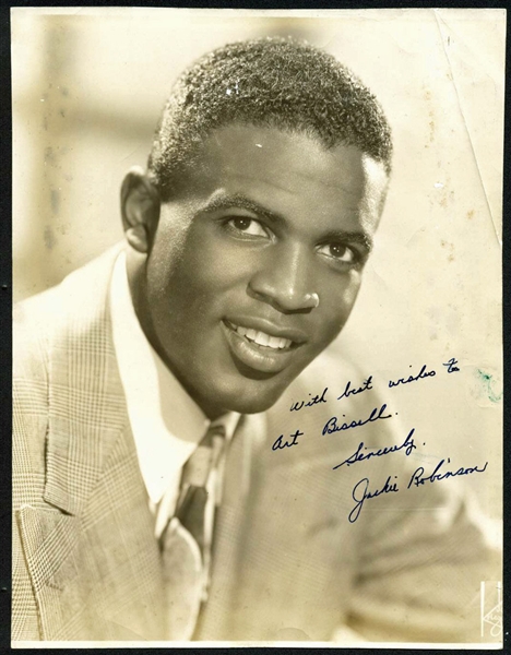 Jackie Robinson Vintage Signed & Inscribed 7" x 9" Sepia Photograph (PSA/DNA)