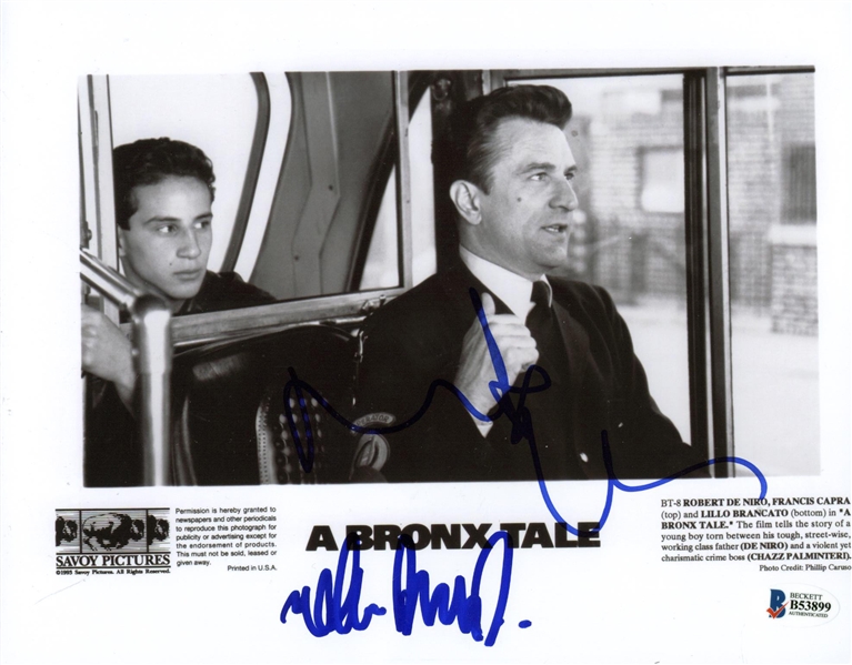 Robert De Niro & Lillo Brancato Dual Signed 8" x 10" A Bronx Tale Photo (Beckett)
