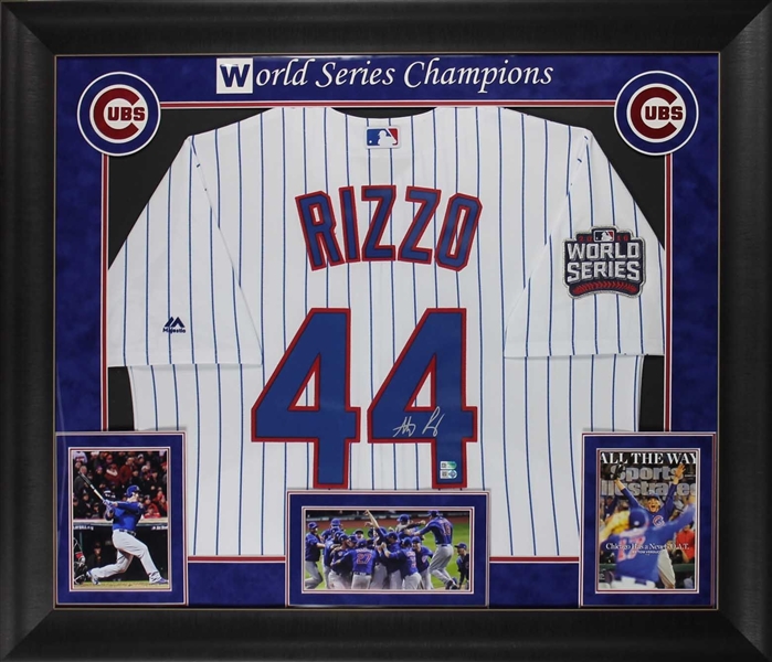 Anthony Rizzo Signed Cubs Jersey in Custom Framed Display (Fanatics)