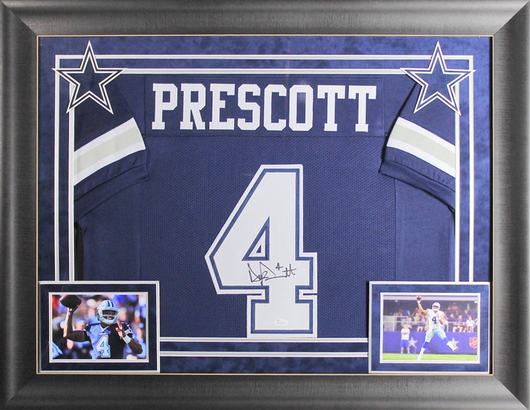 Dak Prescott Signed Cowboys Jersey in Custom Framed Display (JSA)