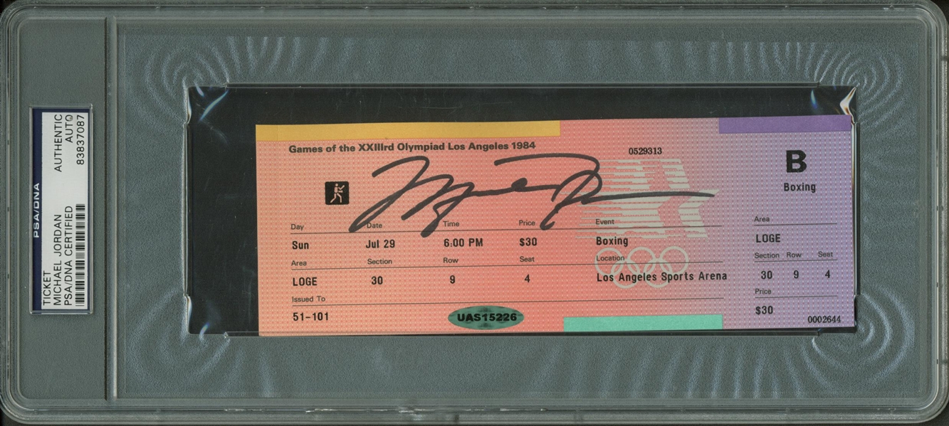 Michael Jordan Signed 1984 Olympic Ticket (UDA & PSA/DNA Encapsulated)
