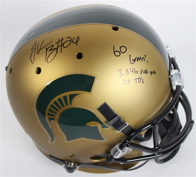 LeVeon Bell Signed Michigan State Full Sized Helmet w/ Stat Inscriptions (JSA)