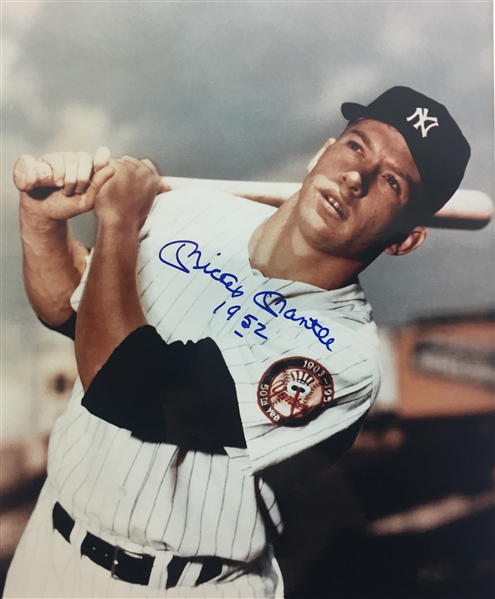 Mickey Mantle Signed 16" x 20" Color 1952 Photograph (PSA/DNA)