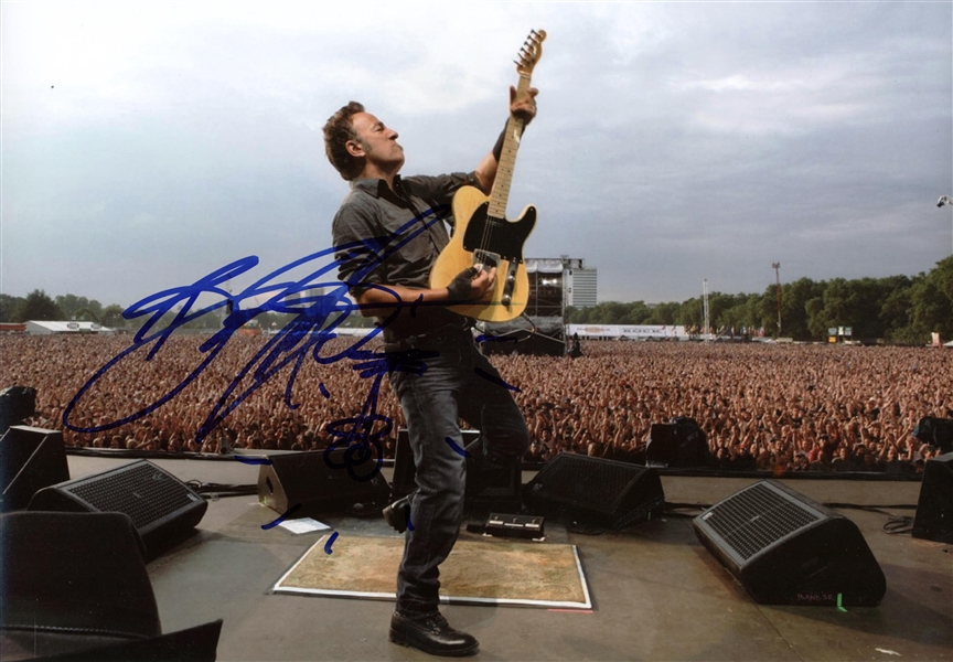 Bruce Springsteen Signed 12" x 18" On-Stage Photograph w/ Guitar Sketch! (BAS/Beckett Guaranteed)