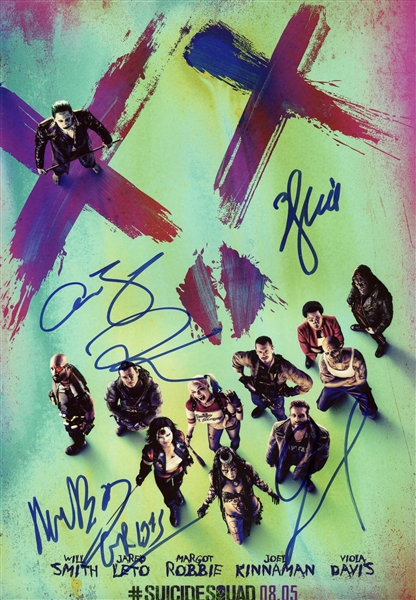Suicide Squad Multi-Signed 12" x 18" Photo w/ Will Smith + 3 Others (BAS/Beckett Guaranteed)