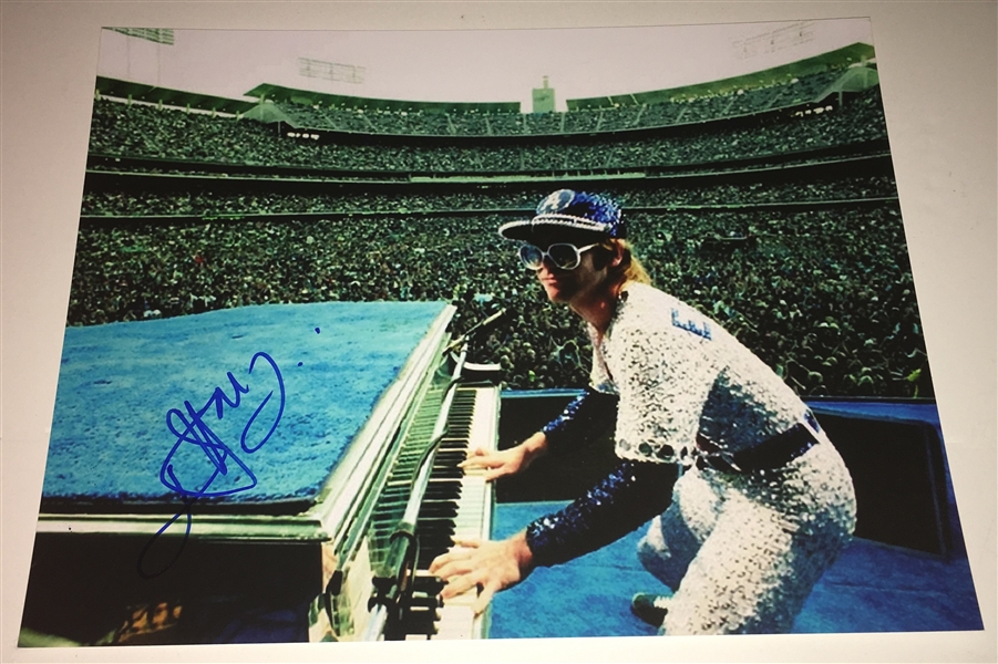 Elton John Signed 11" x 14" On-Stage Photograph (BAS/Beckett Guaranteed)