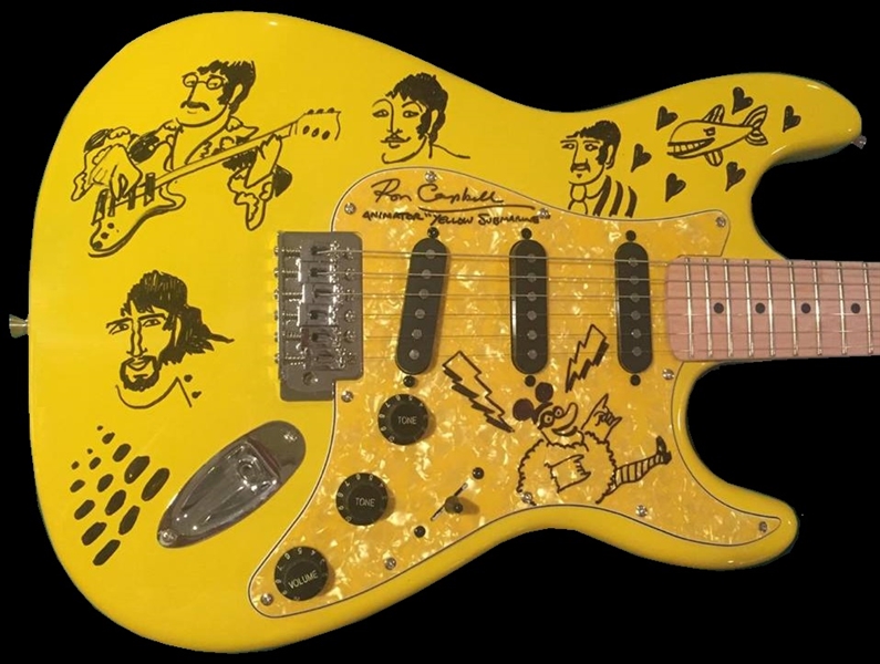 Yellow Submarine: Artist Ron Campbell Ultra-Rare Signed & Hand-Drawn Custom Guitar w/ Original Artwork (BAS/Beckett Guaranteed)