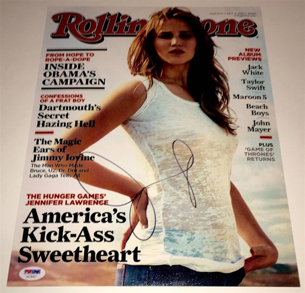 Jennifer Lawrence Signed 11" x 14" Rolling Stone Magazine Cover Photo (PSA/DNA)