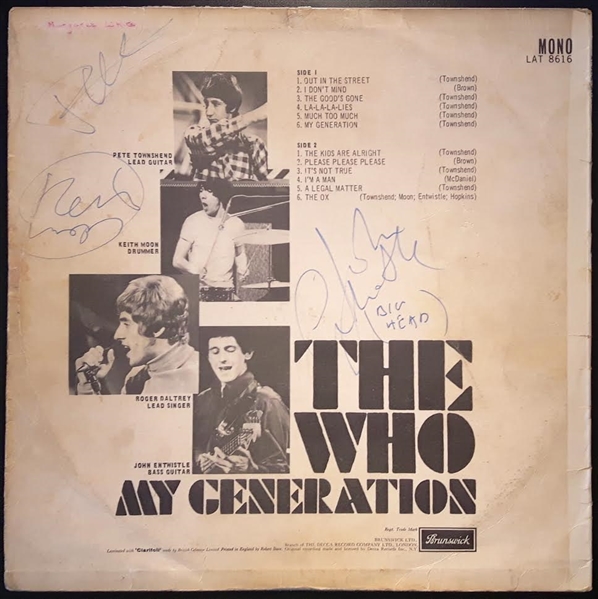 The Who Group Signed "My Generation" Album w/ Keith Moon! (Beckett/BAS Guaranteed)