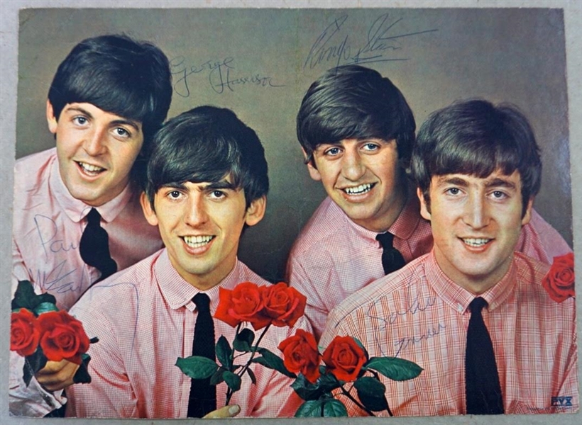 The Beatles Group Signed 9" x 12" Color PYX Card Stock Photograph w/ All Four Members! (Beckett)