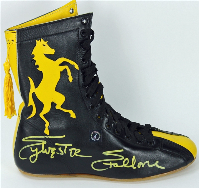 Rocky: Sylvester Stallone Signed "Rocky II" Custom Pro Style Boxing Shoe (PSA/DNA)