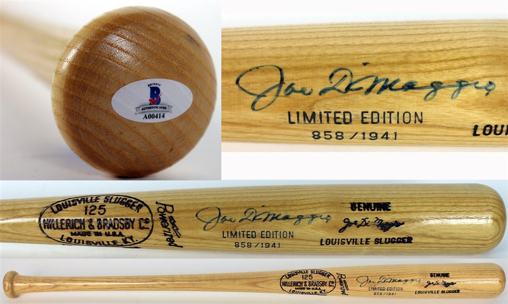 Joe DiMaggio Near-Mint Signed Ltd. Ed. (858/1941) H&B Pro Model Baseball Bat (PSA/DNA)