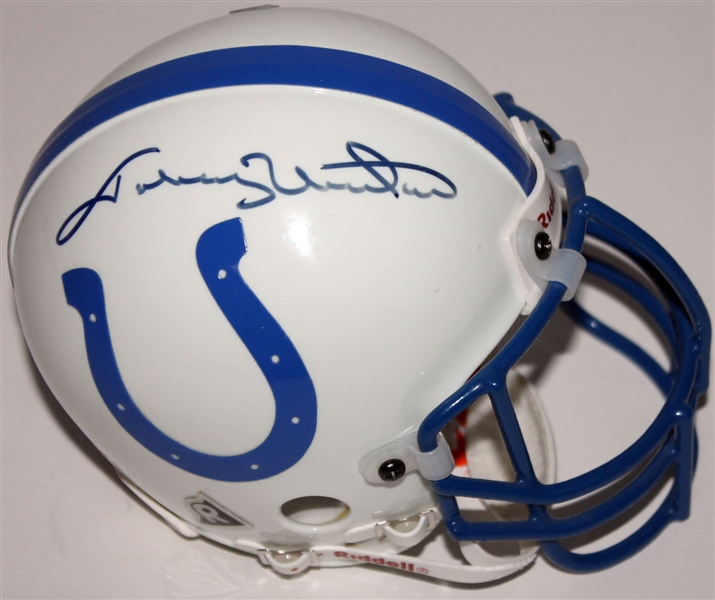 Johnny Unitas Signed Colts Mini Helmet (BAS/Beckett)
