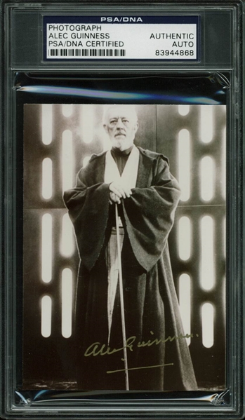 Alec Guinness Signed 3.5" x 5" B&W Photo as Obi Wan Kenobi (PSA/DNA Encapsulated)