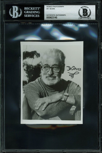 Dr. Seuss Signed 3.75" x 4.75" Portrait Photograph (BAS/Beckett Encapsulated)