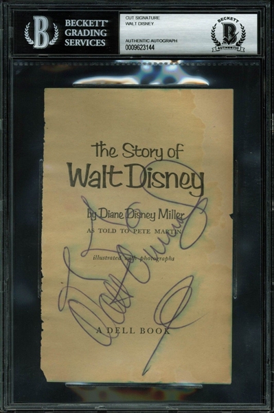 Walt Disney Signed "The Story of Walt Disney" Book Page (BAS/Beckett Encapsulated)