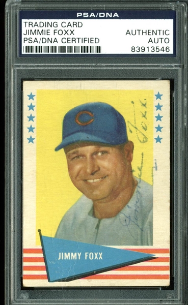 Jimmie Foxx RARE Signed 1961 Fleer #28 Baseball Card (PSA/DNA Encapsulated)