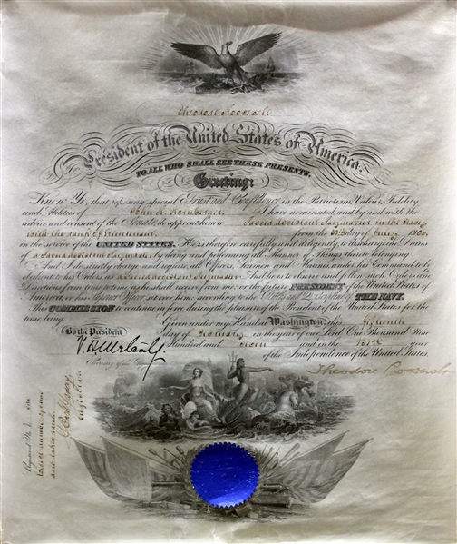 President Theodore Roosevelt Signed 1907 Military Promotion Document (PSA/DNA)