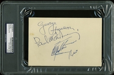 The Beatles Group Signed Menu Card c. 1965 w/ Lennon, McCartney, Harrison, and Starr (PSA/DNA Encapsulated)