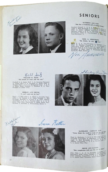 Neil Armstrong Signed 1947 High School Yearbook w/ Ultra-Rare "Every Letter" Teenage Autograph! (PSA/DNA)