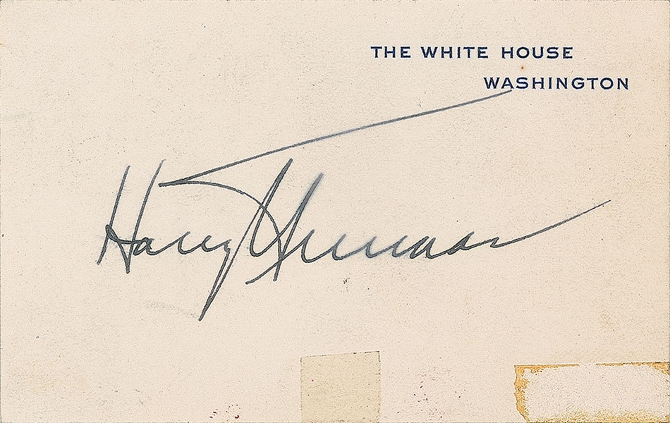 President Harry Truman Signed White House Card (Beckett/BAS Guaranteed)