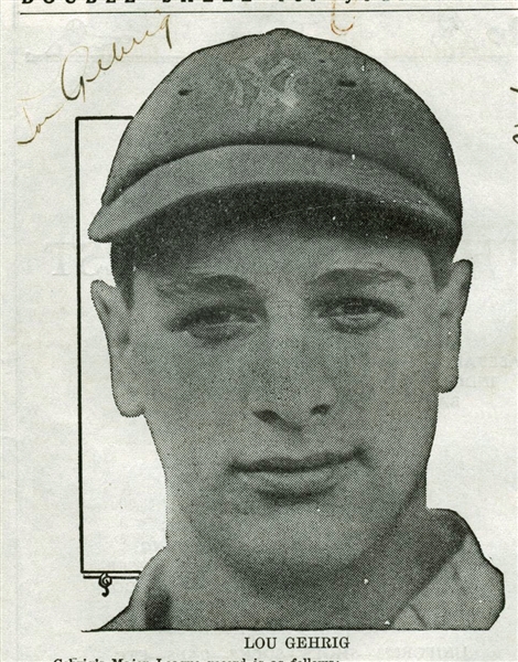 Lou Gehrig Signed 5" x 4" New York Yankees Program Photograph (PSA/DNA)