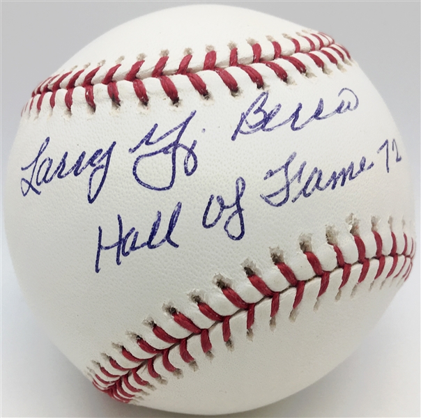 Yogi Berra Signed & Inscribed OML Baseball w/ "Larry Yogi Berra, Hall Of Fame 72" Inscription! (PSA/DNA)