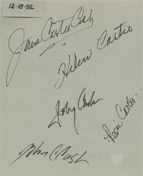 Country Music Family: Cash Family Signed 8" x 10" Album Page w/ Johnny, June & Others (Beckett/BAS Guaranteed)
