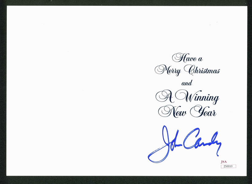 John Candy Signed Toronto Argonauts Christmas Card (JSA)