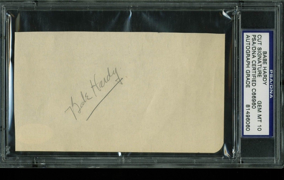 Laurel & Hardy: Oliver "Babe" Hardy Signed 3" x 5.25" Album Page (PSA/DNA Graded GEM MINT 10)
