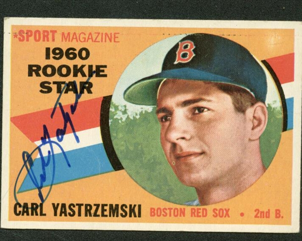 Carl Yastrzemski Signed 1960 Topps Sport Magazine Baseball Card (Beckett/BAS Guaranteed)