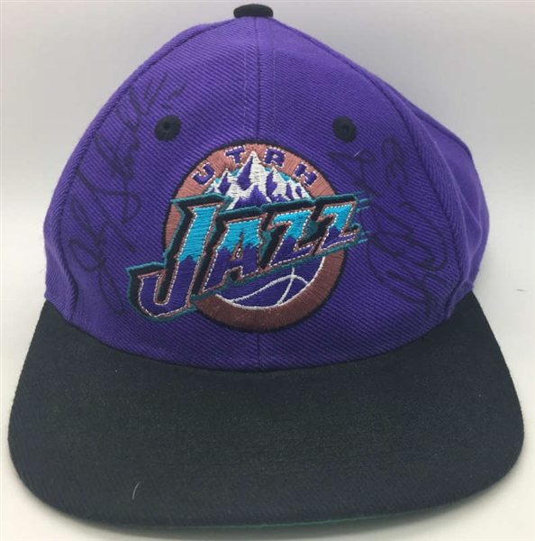 Vintage Utah Jazz Multi-Signed Hat w/ Malone & Stockton! (Beckett)
