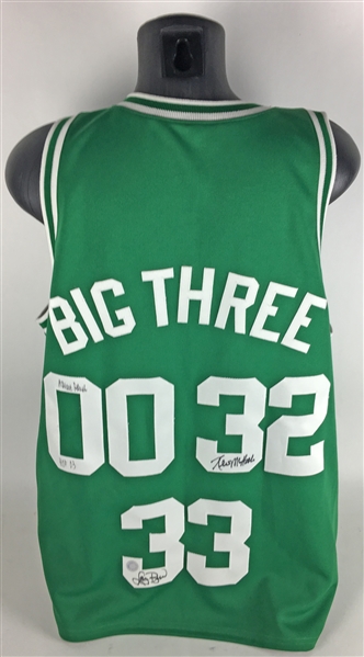 Boston Celtics Big Three Signed Jersey w/ Bird, McHale & Parish (Beckett)