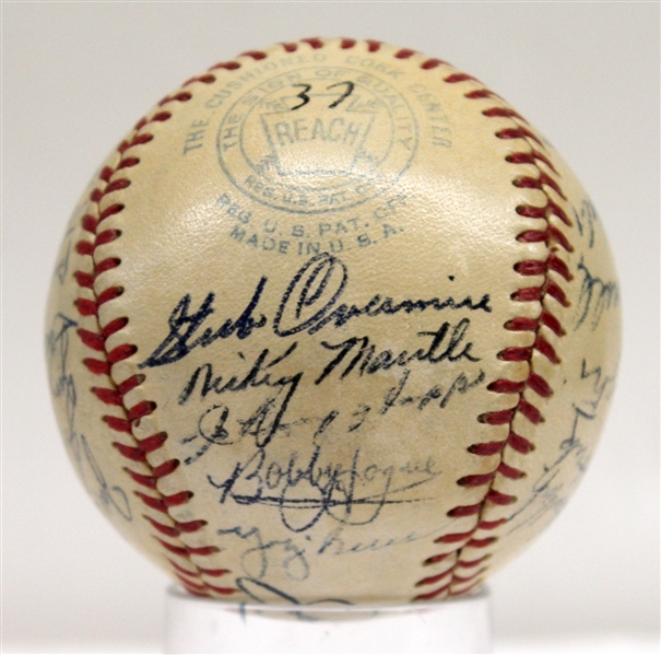 1951 W.S. Champion New York Yankees Team-Signed (25) OAL Baseball w/ Mantle, Berra, Stengel & 22 Others (JSA)