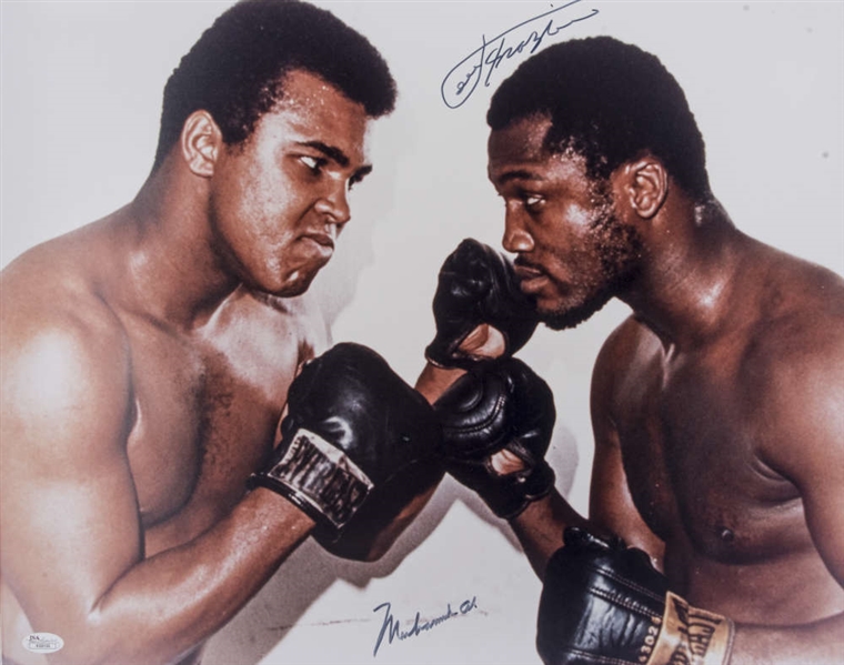 Muhammad Ali & Joe Frazier Dual Signed 16" x 20" Color Photograph (JSA)