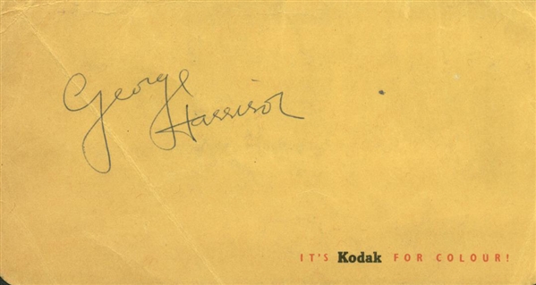 The Beatles: George Harrison Signed 2" x 4" Vintage Kodak Album Page (Beckett)