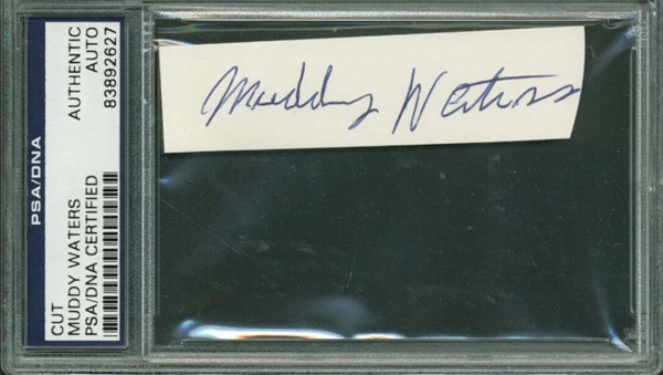 Muddy Waters Rare Signed 1" x 2.5" Album Page (PSA/DNA Encapsulated)