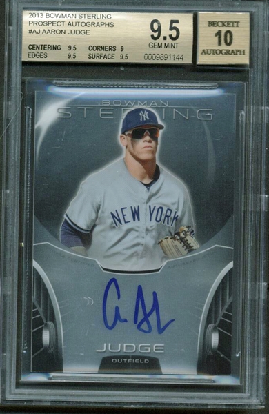 Aaron Judge Signed 2013 Bowman Sterling Rookie Card BGS 9.5 w/ 10 Auto!