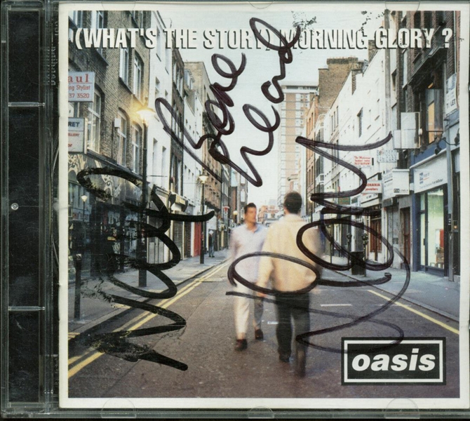Oasis Group Signed "Whats the Story Morning Glory" CD Cover (Beckett/BAS Guaranteed)