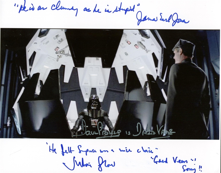 Star Wars: James Earl Jones, Dave Prowse & Julian Glover Signed & Inscribed 8" x 10" Photograph (Beckett/BAS Guaranteed)