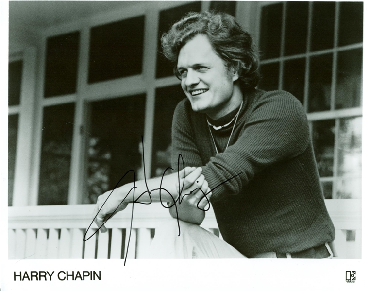 Harry Chapin Rare Near-Mint Signed 8" x 10" Promotional Black & White Photograph (PSA/DNA)