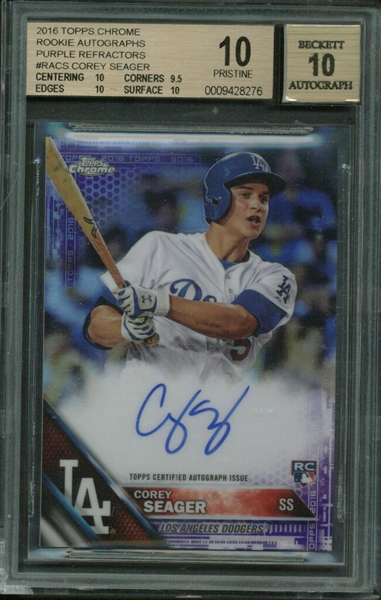 Corey Seager Signed 2016 Topps Chrome Rookie Autographs #RACS BGS Graded 10, 10!