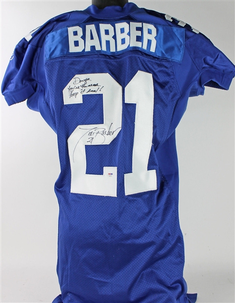 NY Giants: Tiki Barber Game Used & Signed Jersey (PSA/DNA & MeiGray)