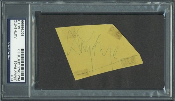 Led Zeppelin: Jimmy Page Signed 2.5" x 2.5" Cut Sheet (PSA/DNA Encapsulated)