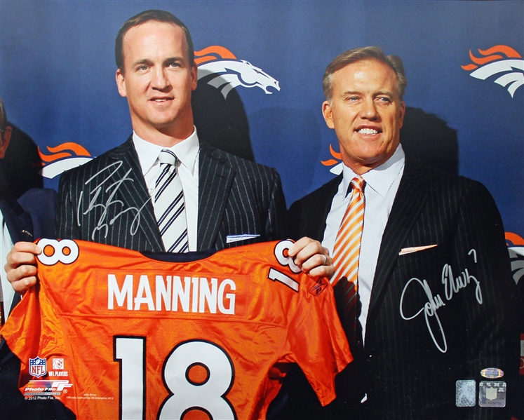 Broncos QBs: Peyton Manning & John Elway Dual-Signed 16" x 20" Photo (Steiner)