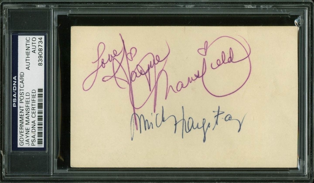 Jayne Mansfield & Mickey Hargitay Dual-Signed GPC (PSA/DNA Encapsulated)